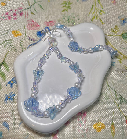 Blue beaded phone charm